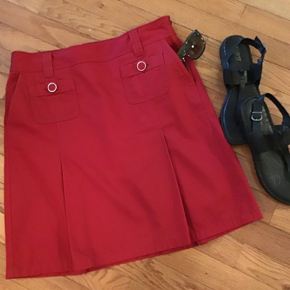LIKE NEW ANN TAYLOR COTTON A-LINE SKIRT FRONT, SIDE & REAR POCKETS - SUPER CUTE